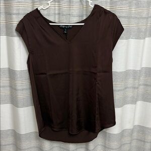 Women's Brown V-Neck Top